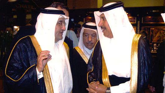 HE Sheikh Hamad bin Jassim bin Jaber Al Thani, Former Prime Minister of the State of Qatar, and Mr. Bader Abdullah Al-Darwish